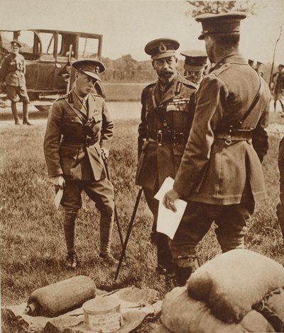 King Edward VIII with His Father King George V, at a Gas School During the War, c.1914 by English Photographer